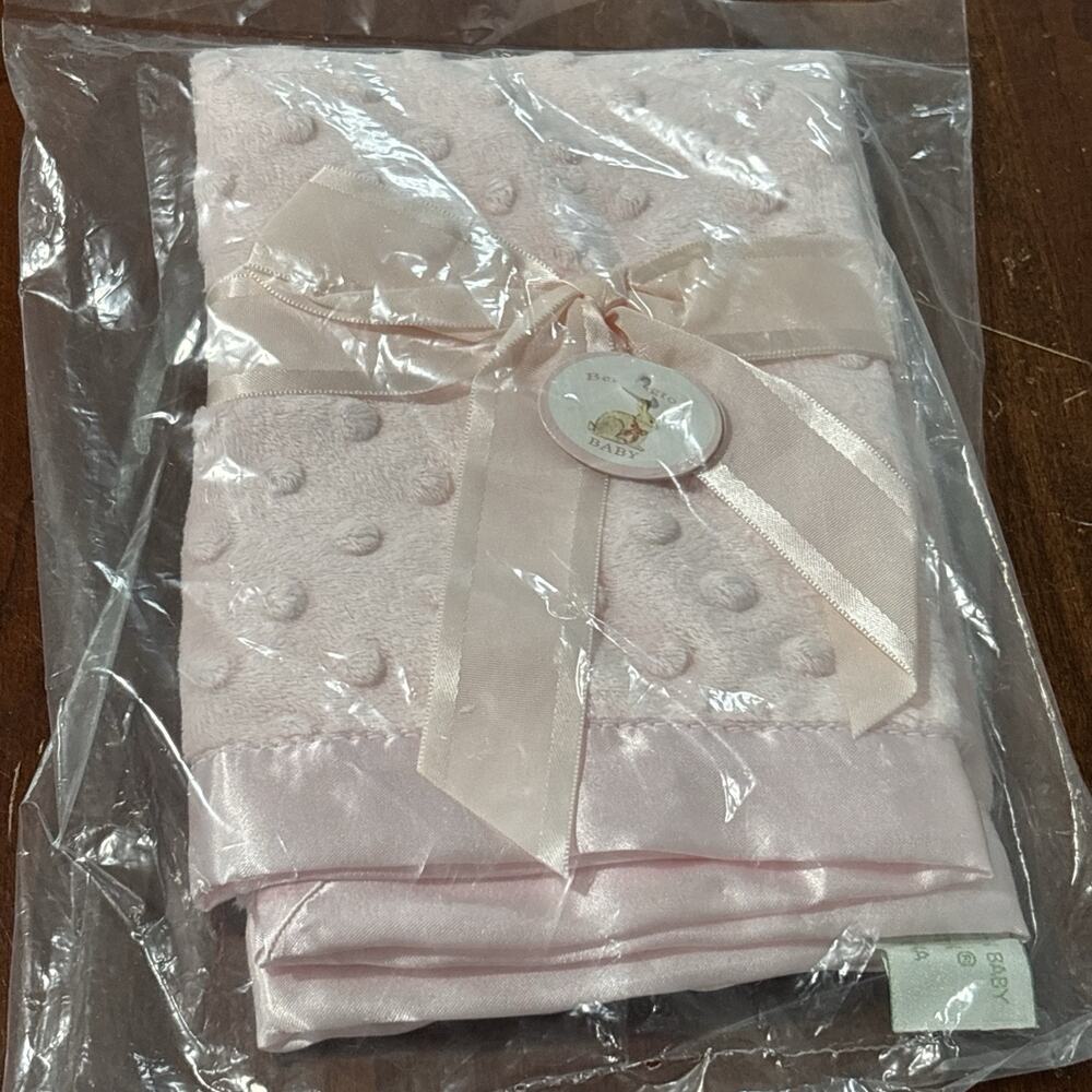 Bearington Baby Collection Plush Security Blankie Lovey pink Pink Dottie Satin